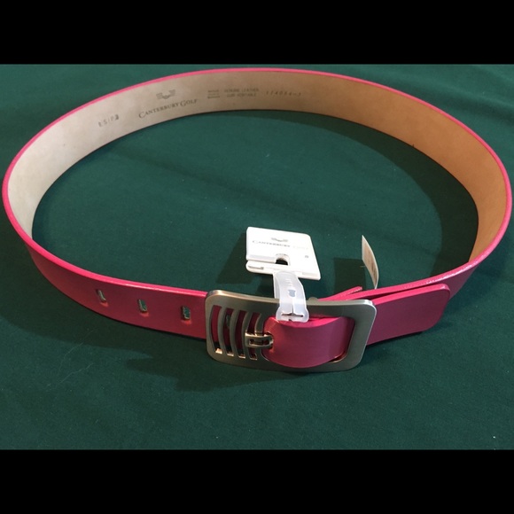 Canterbury Accessories - Genuine Leather Belt by Canterbury Pink Size Small
